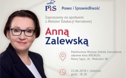Zaproszenie na spotkanie z Panią Anną Zalewską Minister Edukacji Narodowej